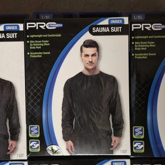 6 Pack - Pro Strength Unisex Sauna Suits - L/XL Lightweight & Comfortable Black - Picture 2 of 4